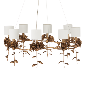Rosabel Chandelier - Whimsical Antique Brass Blooming Design for Elegant Indoor Spaces, 12"x35"
