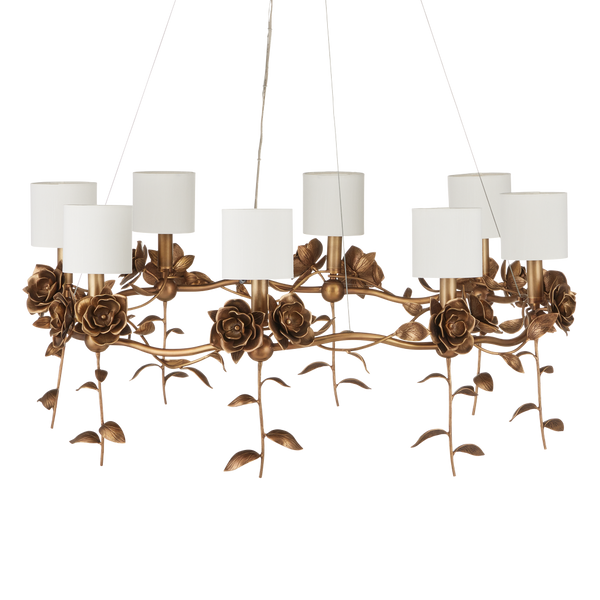 Rosabel Chandelier - Whimsical Antique Brass Blooming Design for Elegant Indoor Spaces, 12"x35"