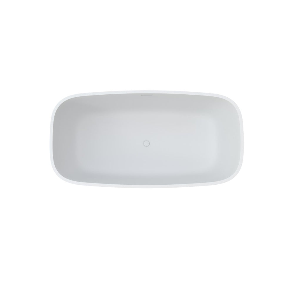 English Elm 59" Freestanding Soaking Tub Matte White Stone Resin Deep Basin Spa Bathroom T3785P490212