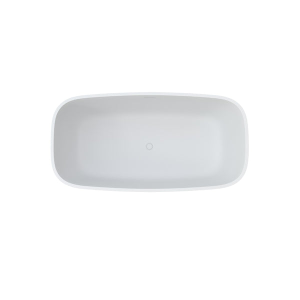 English Elm 59" Freestanding Soaking Tub Matte White Stone Resin Deep Basin Spa Bathroom T3785P490212