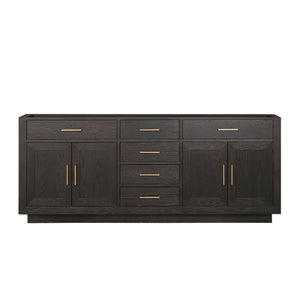 English Elm Brown Oak Midcentury Double Bath Vanity 80" W x 22" D Fully Assembled Wood Cabinet Soft-Close Storage B2731P257807
