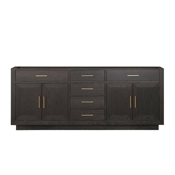 English Elm Brown Oak Midcentury Double Bath Vanity 80" W x 22" D Fully Assembled Wood Cabinet Soft-Close Storage B2731P257807