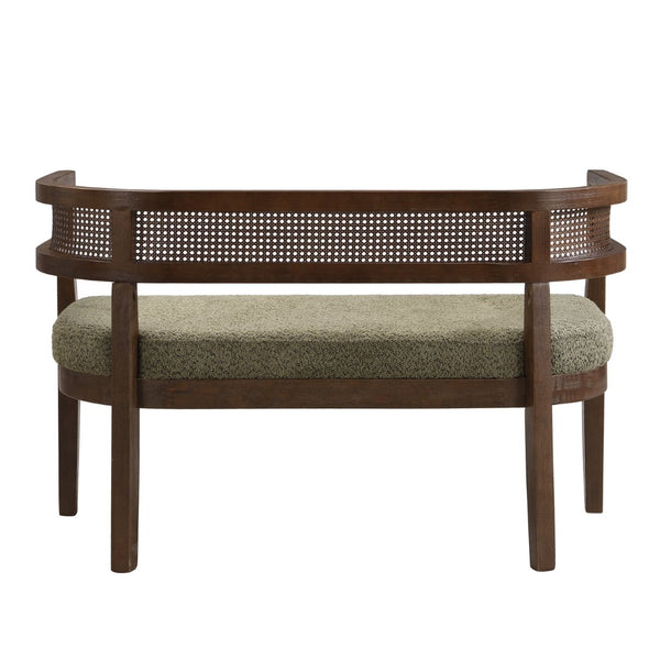 English Elm 47.5" Hand-woven Rattan Loveseat with Open Weave Back and Cushioned Two-seat Comfort Green,Walnut N771P381036L