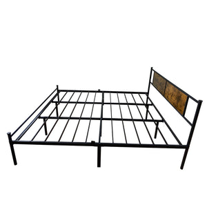 English Elm Queen Victorian Platform Bed Wood Paneling Metal Frame with Under Bed Storage Space W3286P308744