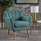 Christopher Knight Home® - Noble House - Merel Mid Century Modern Dark Teal Fabric Club Chair