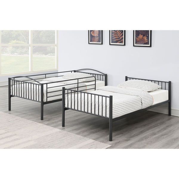 English Elm Anson Gunmetal Twin Over Twin Bunk Bed with Sturdy Steel Slats, Durable Metal Frame, Sleek Industrial Style B062P344917