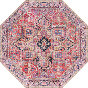 Unique Loom Timeless Simon Machine Made Abstract Rug Red, Beige/Blue/Brown/Green/Violet/Navy Blue 7' 7" x 7' 7"