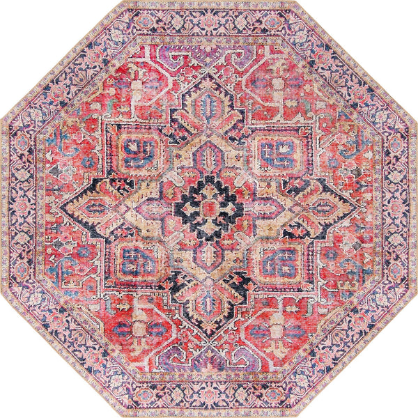Unique Loom Timeless Simon Machine Made Abstract Rug Red, Beige/Blue/Brown/Green/Violet/Navy Blue 7' 7" x 7' 7"