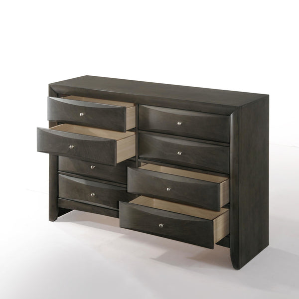 English Elm Ireland Eight-Drawer Dresser with Okume Veneer Top, Brushed Nickel Knobs and Durable Wood Frame Gray 61 L x 19 W x 45 H B2726P257382