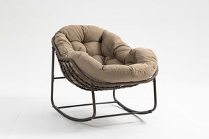 English Elm Outdoor Wicker Egg Rocking Chair Oversized Sculpted Rattan Lounge Porch Patio W640P395695