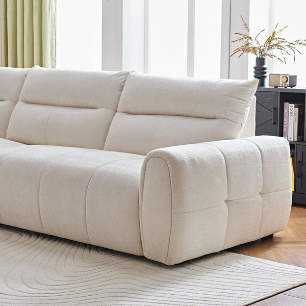 English Elm Premium Chenille High-back Sofa Solid Hardwood Frame Ergonomic Seat for Spacious Living Beige W1765S00137