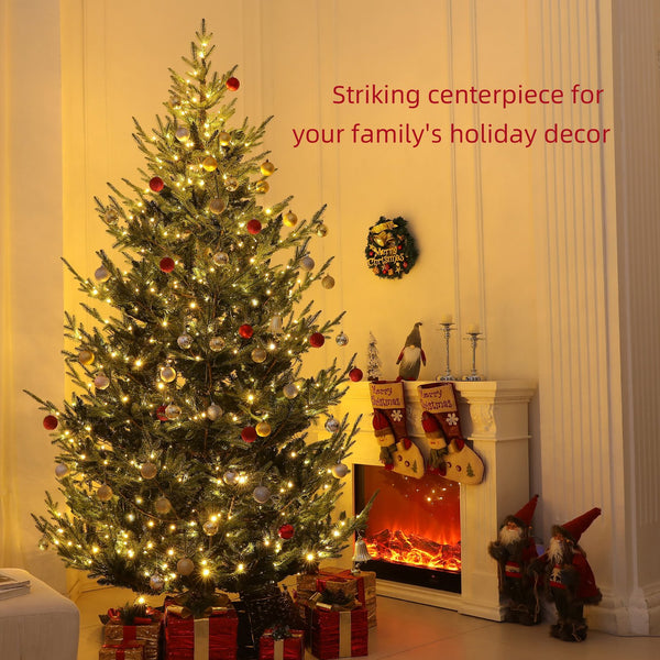 English Elm Homcom 9 Ft Prelit Nordic Pine Tree With 300 Led Lights, Remote Control, Easy Setup & Sturdy Base W2225P249639