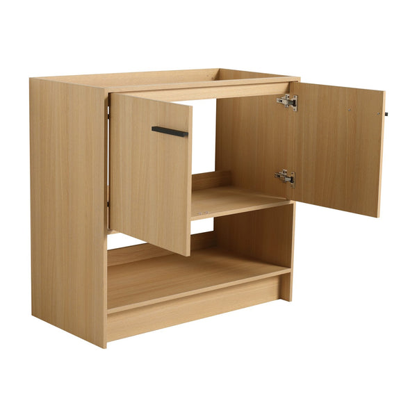 English Elm 36" Freestanding Bathroom Vanity with 2 Doors and Open Shelf, Modern Ergonomic Plywood Cabinet Oak W1972P268400