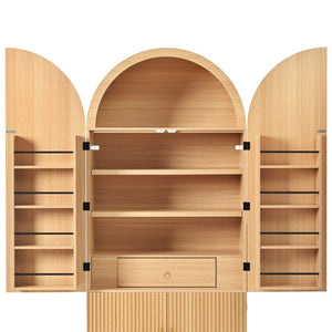 English Elm K&k Farmhouse Pantry Cabinet 72 Inch Tall Mdf Cupboard with Adjustable Shelves Natural N707S000020Y