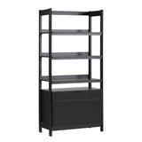 Holmes Modern Wide Bookcase with Two Reeded Drawers Black WEHOL41OS3BL20 Walker Edison