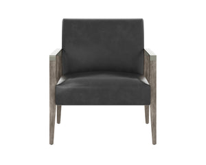 Sunpan Earl Lounge Chair - Modern Comfort with Top Grain Leather and Solid Wood Frame for Stylish Spaces Ash Grey / Brentwood Charcoal Leather