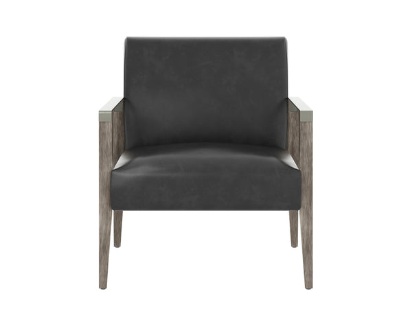 Sunpan Earl Lounge Chair - Modern Comfort with Top Grain Leather and Solid Wood Frame for Stylish Spaces Ash Grey / Brentwood Charcoal Leather