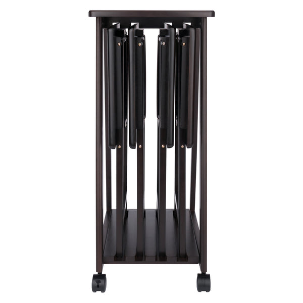 Winsome Wood Adriel 5-piece Snack Table Set With Rolling Stand - Perfect For Entertaining, Game Nights & Movies! Coffee Solid ,Composite Wood 23522-winsome-wood