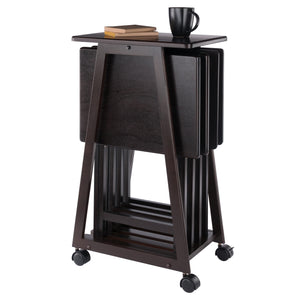 Winsome Wood Adriel 5-piece Snack Table Set With Rolling Stand - Perfect For Entertaining, Game Nights & Movies! Coffee Solid ,Composite Wood 23522-winsome-wood