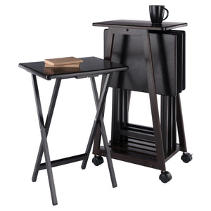 Winsome Wood Adriel 5-piece Snack Table Set With Rolling Stand - Perfect For Entertaining, Game Nights & Movies! Coffee Solid ,Composite Wood 23522-winsome-wood