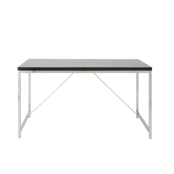 EuroStyle Gilbert Industrial Writing Desk with Chrome Steel Frame for Home or Office Use 23523BLK