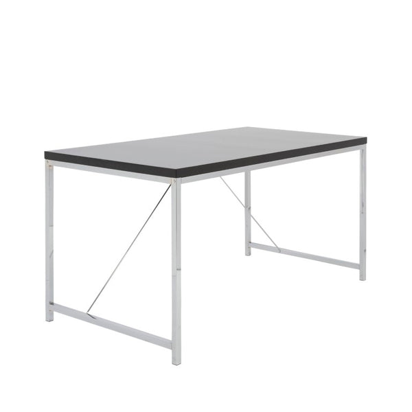 EuroStyle Gilbert Industrial Writing Desk with Chrome Steel Frame for Home or Office Use 23523BLK