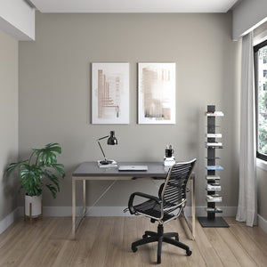 EuroStyle Gilbert Industrial Writing Desk with Chrome Steel Frame for Home or Office Use 23523BLK