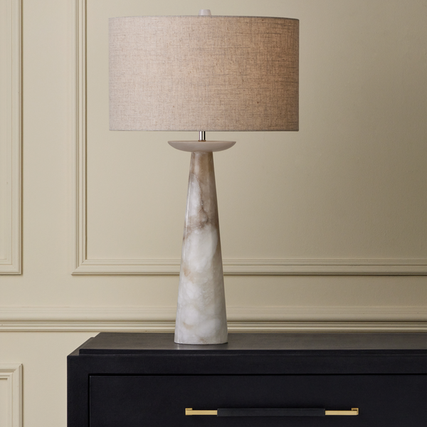 Pharos Alabaster Table Lamp - Exquisite Natural Stone Design by Tom Caldwell, Contemporary Charm