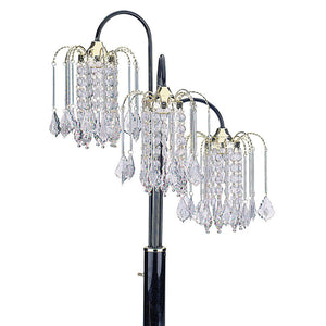 English Elm 34" 34-inch Metal Table Lamp with 3 Crystal Chandelier Arms, Steel Frame, Acrylic Shades, 3-Way Switch Black B072116046