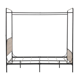 Industrial Bent Metal Queen Canopy Bed Smoked Oak METB5CSO Walker Edison