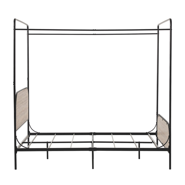 Industrial Bent Metal Queen Canopy Bed Smoked Oak METB5CSO Walker Edison