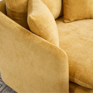 English Elm 360° 360 Swivel Oversized Chenille Armchair with Pocket Spring Seat and Three Throw Pillows Yellow W1361S00091