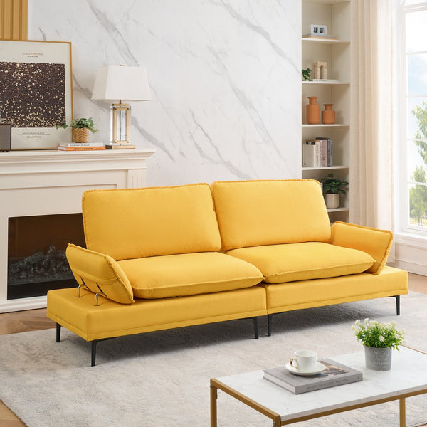 English Elm 89 Inch Premium Soft Yellow Sofa - Stylish, Compact Comfort For Apartment & Office Spaces, Modern Design W1658S00062