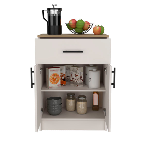 English Elm Mayorca Multistorage Pantry Cabinet with Drawer & Two Shelves, Light Brown Oak Finish, 23.6"W Top B070P242484