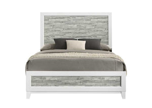 English Elm Modern/Contemporary Queen Panel Bed with Sleek Gray & White Finish, Solid Wood Headboard Footboard 90" White+gray 65.75 L x 35.75 W x 5.37 H B011P271951