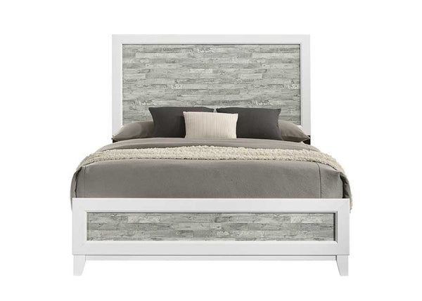 English Elm Modern/Contemporary Queen Panel Bed with Sleek Gray & White Finish, Solid Wood Headboard Footboard 90" White+gray 65.75 L x 35.75 W x 5.37 H B011P271951