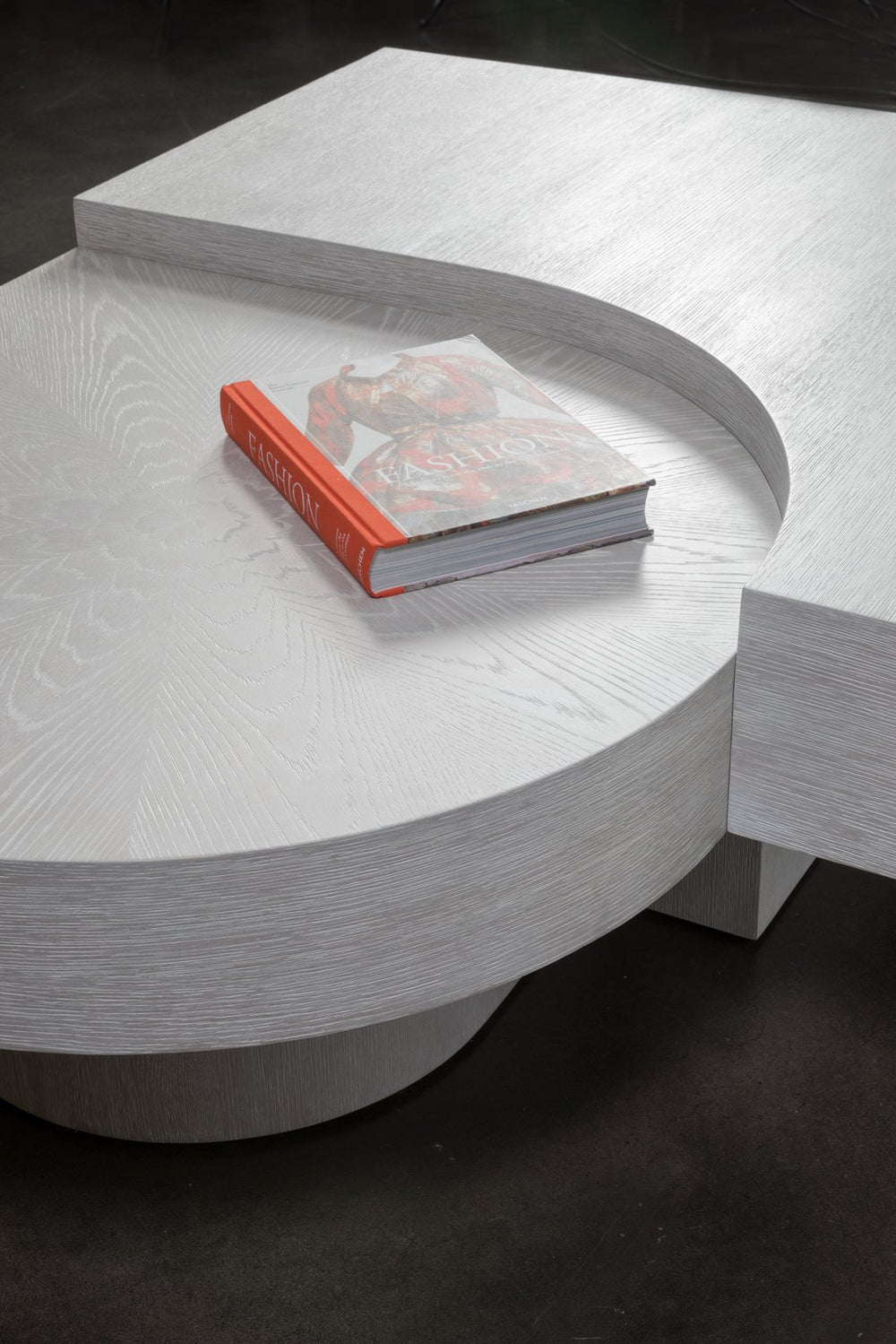 Lexington Artistica Home Maxwell Contemporary Cocktail Table - Stunning Tiered Design With Sunburst Veneer Pattern Finish Misty White Gray Wood 2355-949