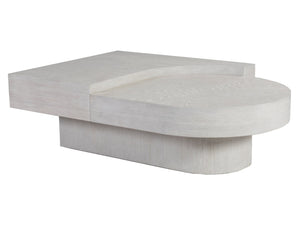 Lexington Artistica Home Maxwell Contemporary Cocktail Table - Stunning Tiered Design With Sunburst Veneer Pattern Finish Misty White Gray Wood 2355-949
