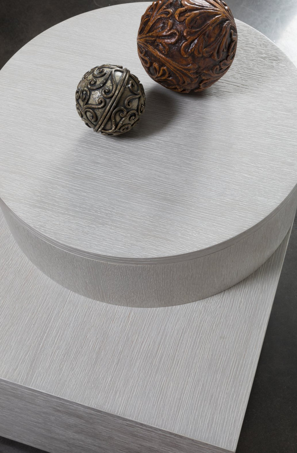 Lexington Artistica Home Maxwell Split Level End Table – Unique Design With Mixed Media, Crafted Hardwood, And Silver Leaf Base Misty White Gray Wood 2355-955