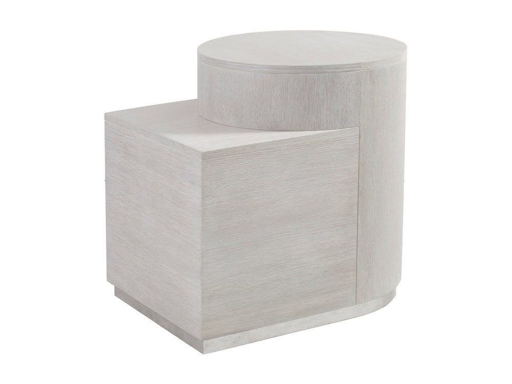 Lexington Artistica Home Maxwell Split Level End Table – Unique Design With Mixed Media, Crafted Hardwood, And Silver Leaf Base Misty White Gray Wood 2355-955