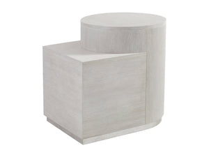 Lexington Artistica Home Maxwell Split Level End Table – Unique Design With Mixed Media, Crafted Hardwood, And Silver Leaf Base Misty White Gray Wood 2355-955