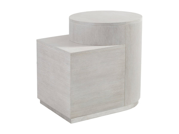 Lexington Artistica Home Maxwell Split Level End Table – Unique Design With Mixed Media, Crafted Hardwood, And Silver Leaf Base Misty White Gray Wood 2355-955