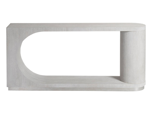 Lexington Artistica Home Maxwell Modern Sofa Table - Elegant Open Display With Unique Silver Leaf Base And Stunning Finish Misty White Gray Wood 2355-967