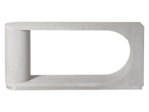 Lexington Artistica Home Maxwell Modern Sofa Table - Elegant Open Display With Unique Silver Leaf Base And Stunning Finish Misty White Gray Wood 2355-967