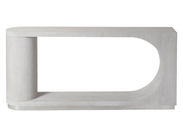 Lexington Artistica Home Maxwell Modern Sofa Table - Elegant Open Display With Unique Silver Leaf Base And Stunning Finish Misty White Gray Wood 2355-967