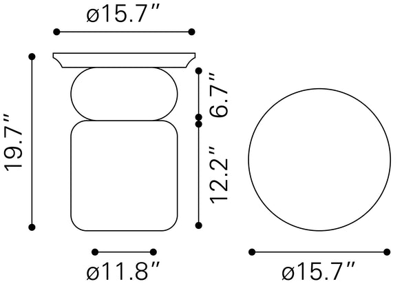 Colombo Side Table Black 109924 Zuo Modern