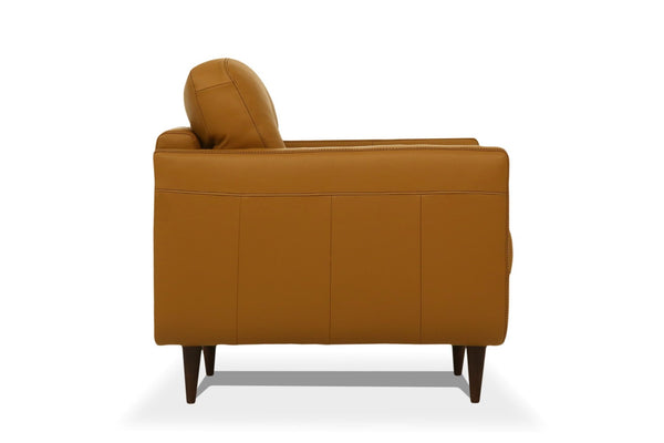 English Elm Radwan Italian Leather Sofa Tufted Mid-century Modern Three-seat Walnut Leg Living Room Camel B2726P496926