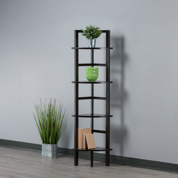 Winsome Wood Aiden Corner Baker's Rack In Rich Coffee - Stylish Solid Wood Shelf For Kitchen, Living Room & More Coffee Solid Wood 23561-winsome-wood