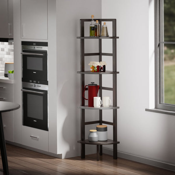 Winsome Wood Aiden Corner Baker's Rack In Rich Coffee - Stylish Solid Wood Shelf For Kitchen, Living Room & More Coffee Solid Wood 23561-winsome-wood