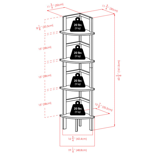Winsome Wood Aiden Corner Baker's Rack In Rich Coffee - Stylish Solid Wood Shelf For Kitchen, Living Room & More Coffee Solid Wood 23561-winsome-wood